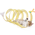 Potaroma Magic Spiral Cat Tunnel | A cat's self-entertainment device with built-in bells and feathers. Just extend and play! 20-inch folding tunnel to stimulate hunting instincts.