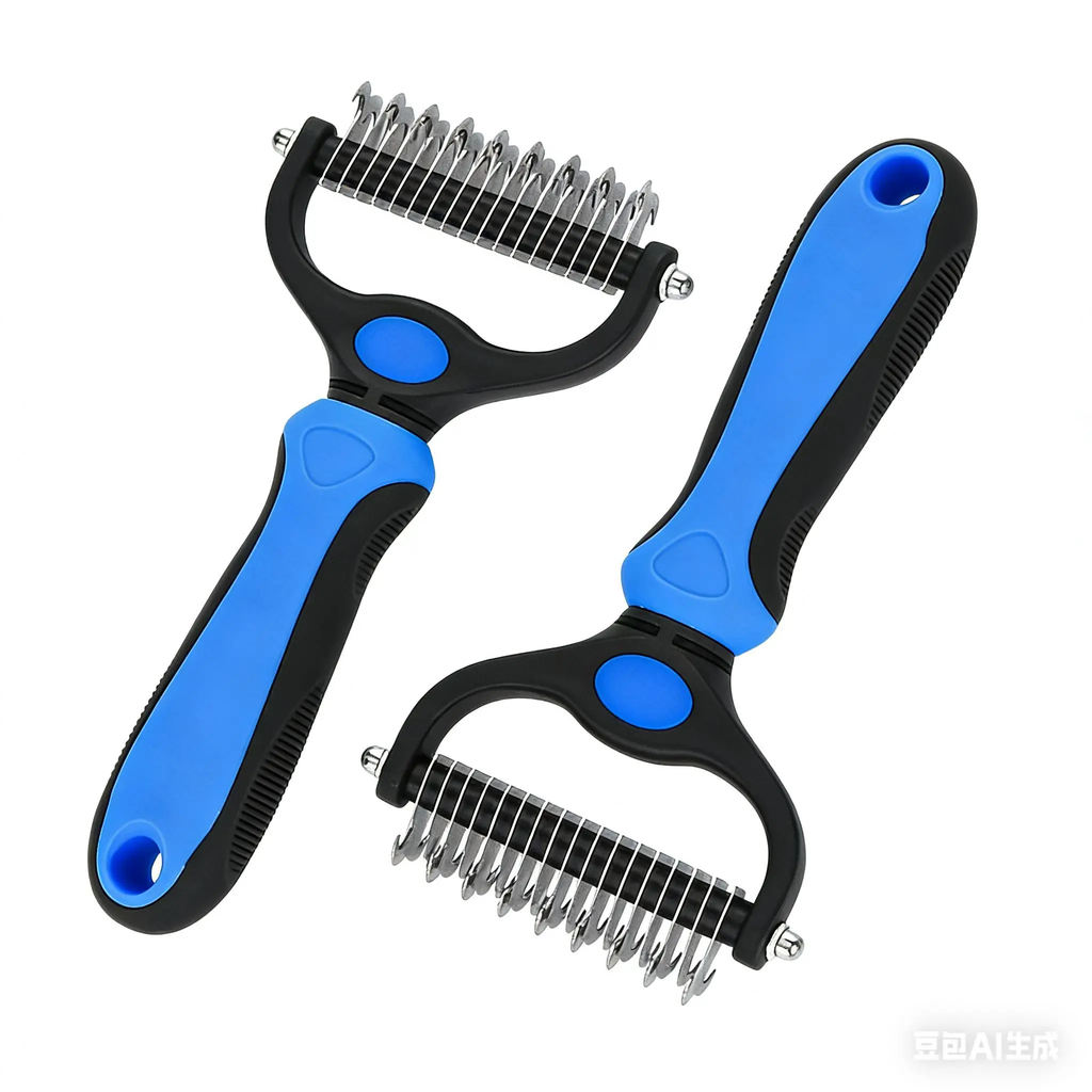 Pet Dematting Undercoat Rake, Double-Sided Deshedding Brush for Dogs & Cats
