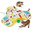 Potaroma Hide and Seek Interactive Cat Toys, Moving Concealed Wand Feather, Automatic Chargeable Indoor Kitten Exercise Kicker, Mouse Squeaky, Floral Cover